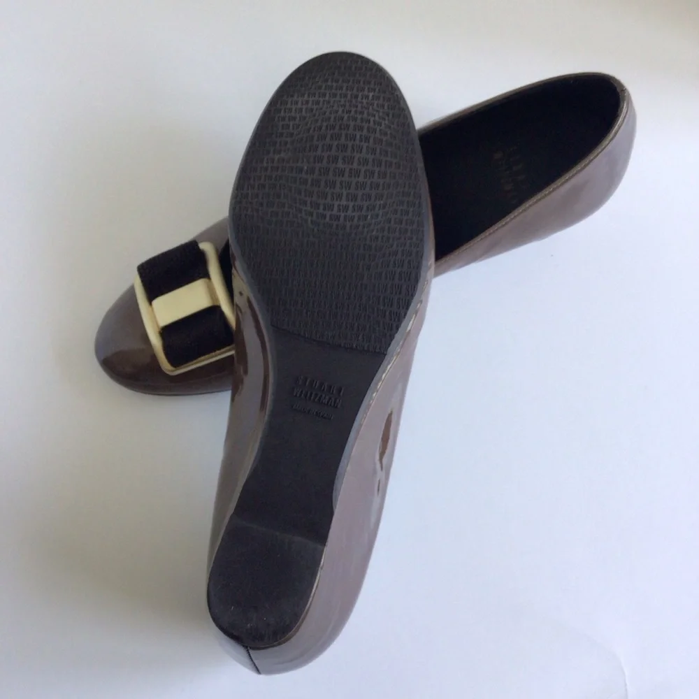 Stuart Weitzman PROPER Wedge Patent Leather Driftwood Aniline. Size 8.5 - Picture 13 of 15